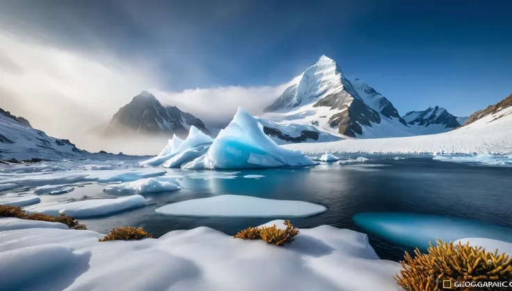Black and White Landscape Photography,National Geographic award-winning works,8k,George Digarakis,远景Snow Mountain,Mid-ground mist pine,Close-up of iceberg,Ice,Cool and warm colors,Snow Mountain,Snow Scene,snow,(RAW photos,Best quality),(reality,照片reality感:...