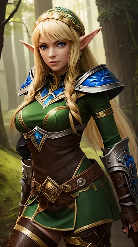 (highly quality, highly resolutions, highly detailed, masterpiece), wowalleria, forest background, alleria windrunner, solo, bea...