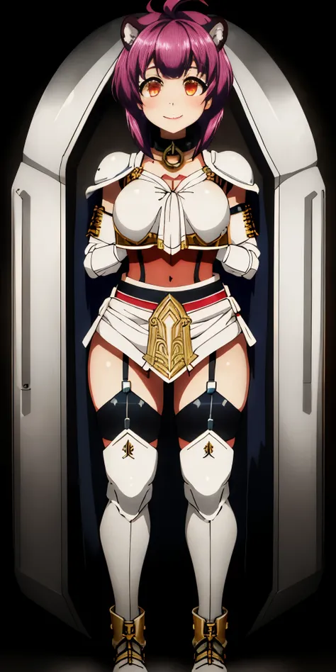 Masterpiece, (flat black background:1.2) solo, detailed face, intricate iris, thick lips, robot girl, (gold and white skin), realistic illustration of a (cyborg girl), (RED eyes), IvoryGoldAI, (freckles),(holding BREATHTAKING:1.2), (gold and white armor:1....