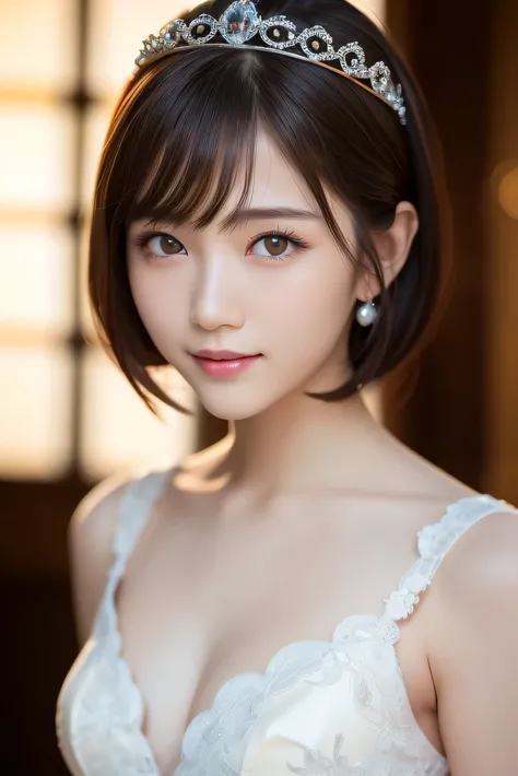 (highest quality:1.5)、(Realistic:1.5)、(1 person:1.5)、(Medium Shot:1.5)、Very detailed、High resolution、8k wallpaper、、Small breasts、Natural color lips、Cute Smile、Japanese women、20-year-old girl、Beautiful and elegant face、Perfect and beautiful face、Big eyes、Br...