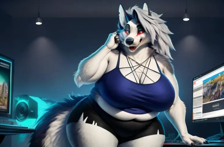 Por iskra, por wolfy-nail, de Personalami, Chefe infernal, Loona Hellhound, Loona, Female, (detailed viewdiewer, fofa, Sozinho, 1 , high resolution, Fotorrealista, bonito, embarrassing look, ((detalhes estruturais claros)), realismo detalhado, fino, macio,...