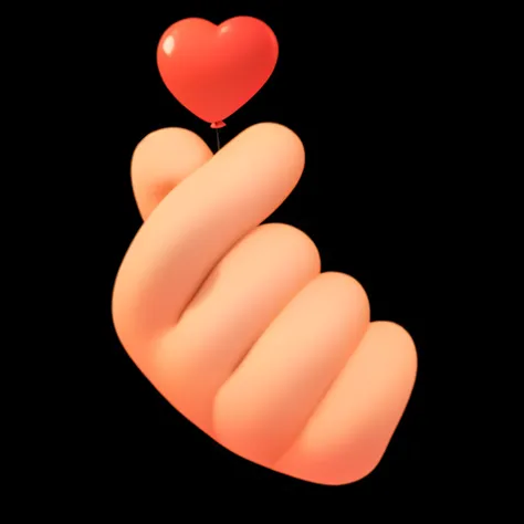 there is a heart shaped balloon floating in the air, new emoji of biting your lip, thumb up, finger, a hand, bump in form of hand, thumbs up, simpe hands, very stylized, heavy gesture style closeup, robots heart-shaped fingers, v tuber, hand gesture, reali...