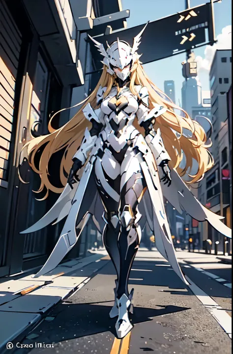 zzmckzz, mecha helmet, wsprmr, mecha helmet, metallic wing, metal wings, symmetrical metal wings,  monster girl, 1girl, monster ...