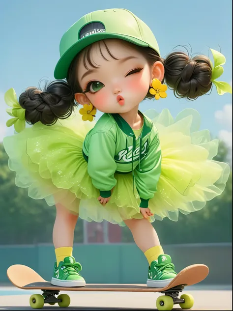 3d playful and cute skateboard girl-blind box toy style-3d俏皮可爱滑板少女-盲盒玩具风格