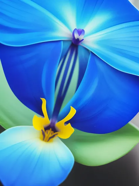 a close up of a blue flower with a budding, rich blue colors, beautiful black blue yellow, vibrant blue, beautiful detail and color, rich blue color, blues. beautiful, blue and black color scheme)), beautiful!!!!!!!!!, orchid, glowing blue, rich azure tone...