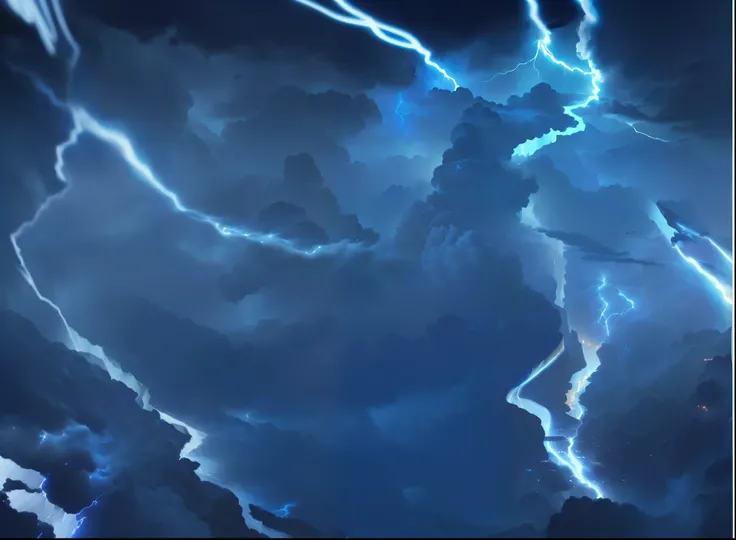  Masterpiece, the best quality, official art, extremely detailed CG unified 8k wallpaper, highly detailed, upper left light source, Meixuan quality, with warmth and cooling, to open up the relationship between distance and distance，thunderstorm, Lightning ...