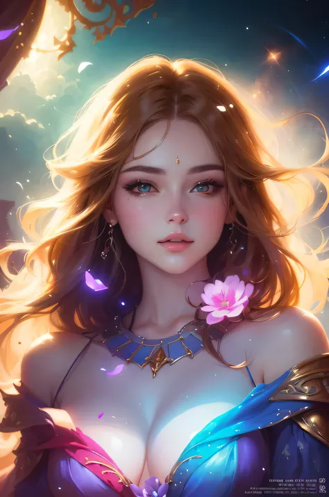 A woman with long hair and a blue dress is holding a flower, ArtJam on artstation pixiv, Fantasy art style, extremely detailed ArtJam, ArtJam. Anime illustration, Up to the model | ArtJam, ArtJam portrait, Painting a portrait of Ross, ! dream ArtJam, ArtJa...