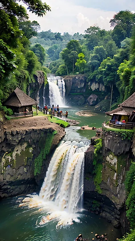 indonesian village, waterfall