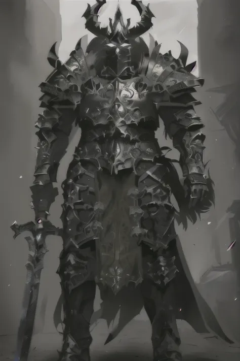 a close up of a man in armor with a sword, dark soul armor concept, pale black armor, stunning armor, ornate armor, beautiful armor, heavy fantasy armor, very stylish fantasy armor, intricate armor, fantasy armor, intricate ornate armor, detailed fantasy a...