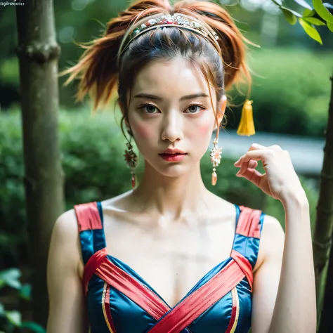 ((Best quality, high saturation: 1.3, Masterpiece: 1.4)), a captivating photo of Emily Soto, a pretty Japanese idol woman wearing a huangsezhanpao, accentuating her alluring collarbones: 1.2, Mature and seductive: 1.3, Sensual and sultry expression: 1.2.

...