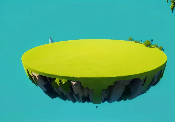 Close-up of green object，Background is sky, floating and flying islands, Floating island, Floating Island, Floating island, Floating Island in the sky, flying islands, flying islands in the sky, slimy unreal engine, Floating mountains, Floating Islands, An...