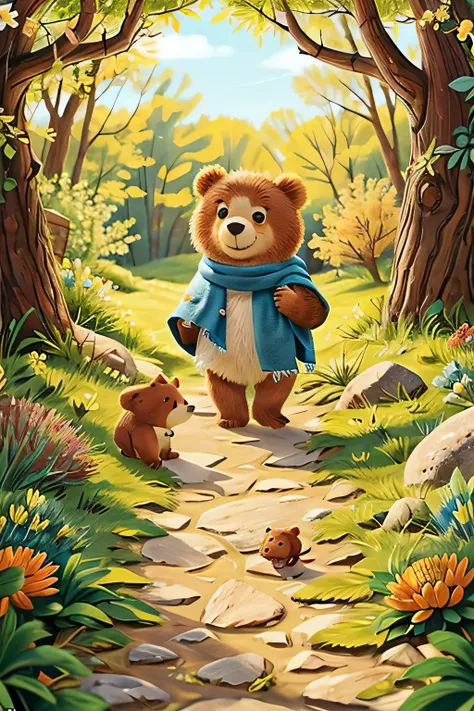 One sunny spring day Little Bear, with a soft blue blanket under his arm, scampered merrily down the path to the picnic spot