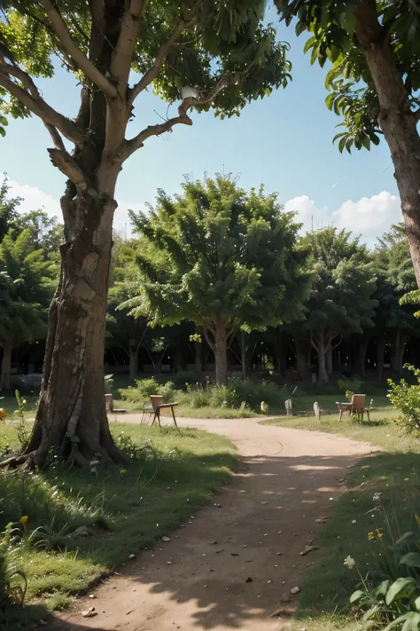 bosque, arboles, moderate spacing between trees, forma sencilla