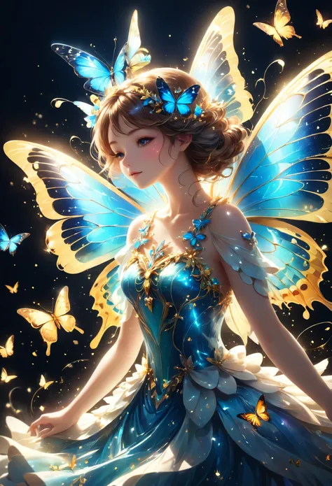 flapping in the darkness((butterfly々))、shine、as beautiful as a dream、it touches my heart..,butterfly々:blue:illumination:shine,da...