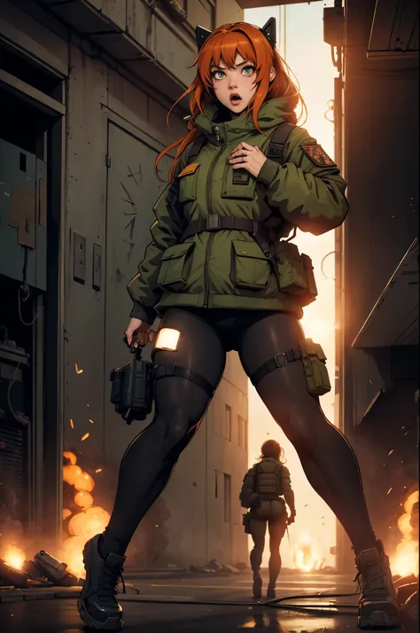 full body, 1girl, crazy look on face, lighting the fuze on a large bomb, artstyle_90sanime_x_comics_ownwaifu