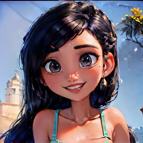 morena sorrindo estilo disney e pixar