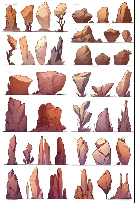 a lot of different types of rocks and rocks in different stages, rock formations, desenvolvimento visual, estruturas rochosas al...