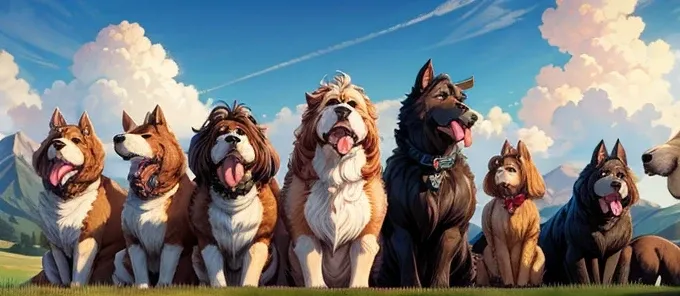 picture of many big breed dogs having a party