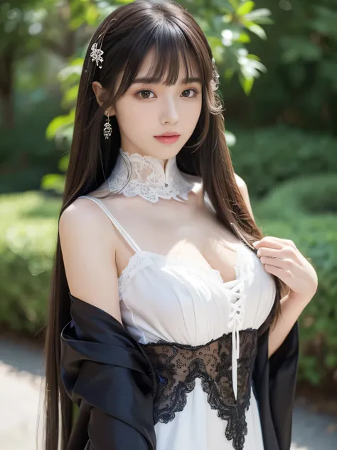 　((Full Shot:1.3))　(big 1.4)　((highest quality)), ((masterpiece)), (Get used to it), Perfect Face　(1 girl)　(Japanese)　(She is 24 years old、The most beautiful fantasy girls in Japan)　((highest quality)), ((masterpiece))　((Her incredibly straight, waist-leng...