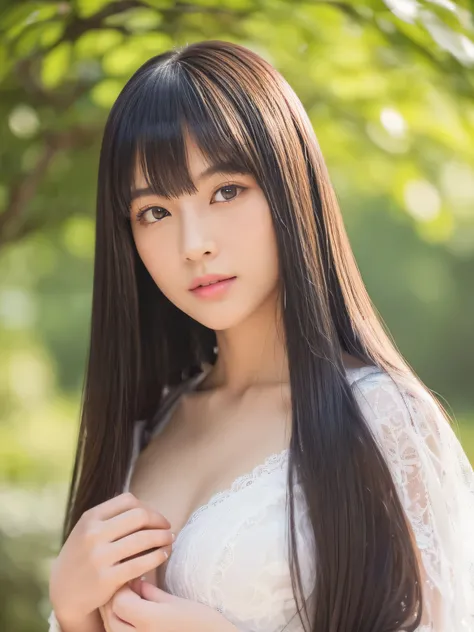 　((Full Shot:1.3))　(big 1.4)　((highest quality)), ((masterpiece)), (Get used to it), Perfect Face　(1 girl)　(Japanese)　(She is 24 years old、The most beautiful fantasy girls in Japan)　((highest quality)), ((masterpiece))　((Her incredibly straight, waist-leng...