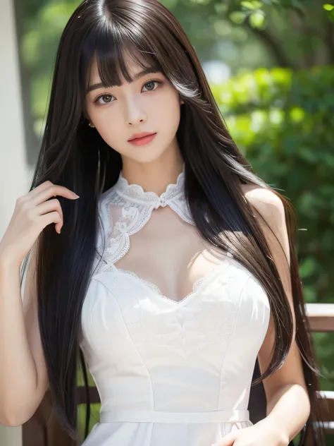 ((Full Shot:1.3))　(big 1.4)　((highest quality)), ((masterpiece)), (Get used to it), Perfect Face　(1 girl)　(Japanese)　(She is 24 years old、The most beautiful fantasy girls in Japan)　((highest quality)), ((masterpiece))　((Her incredibly straight, waist-lengt...