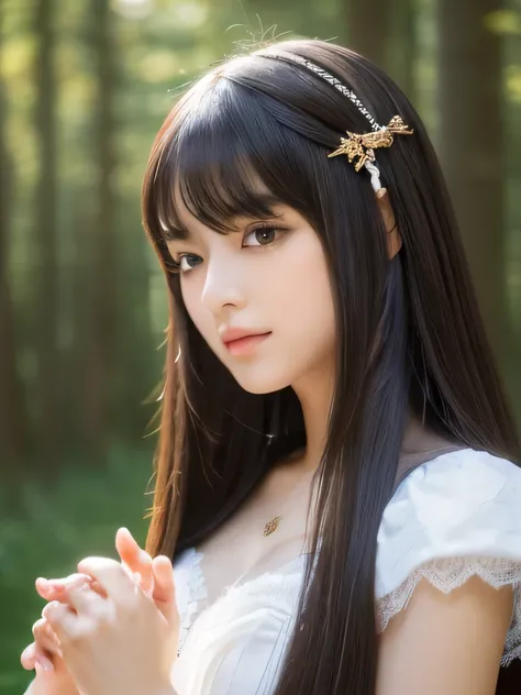 (This is a forest in a fantasy world.:1.5)　((Full Shot:1.3))　(big 1.4)　((highest quality)), ((masterpiece)), (Get used to it), Perfect Face　(1 girl)　(Japanese)　(She is 24 years old、The most beautiful fantasy girls in Japan)　((highest quality)), ((masterpie...