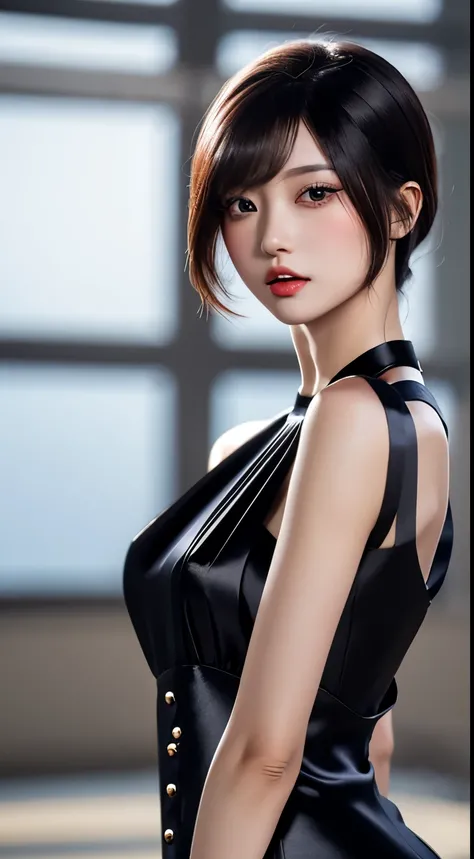 masterpiece, One beautiful girl, detailed, Swollen eyes, (A silk bodycon dress that reveals skin:1.6)、highest quality, 超A high resolution, (reality: 1.4), Original photo, One Girl, Cinema lighting, (Laughter:0.6), Japanese, Asian Beauty, Korean, Proper, Ve...