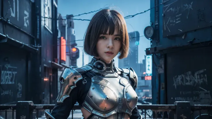 masterpiece,best quality,high resolution,8k,(Portrait Photos:1.5),(R Original Photo),real picture,Digital Photography,(A fusion of cyberpunk and fantasy),(Female Soldiers),20 year old girl,Feel free to hairstyle，By Bangs,(Medium breasts, Accessories,shut y...