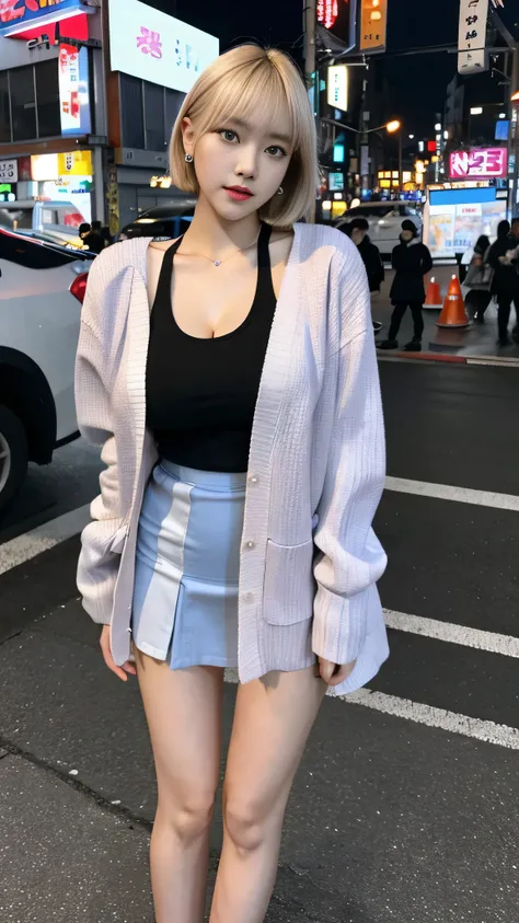 cyber punk, highest quality, masterpiece, shape, Realistic, photo-Realistic, wonderful, finely, Very detailed, High resolution, Very detailed, unity 8k wallpaper, Full body shot of a beautiful young woman with Korean-style features resembling a popular act...