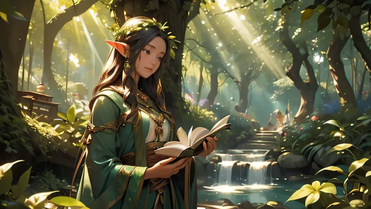 Imagine a scene deep in the forest., Where the Elves live in a quiet village. The Village, Known as Sylvain Grade, Towering Tree々Surrounded by sparkling streams. Elf, With graceful movements and exquisite beauty, You can see them living their daily lives.....