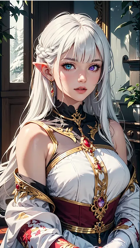 (best quality, ultra detailed), artwork, high resolution, (exquisite body), (milky skin), 4k, character design, Generate with SFW, The character is a young 22 year old woman, she has pale skin, perfect body with medium breasts, matchless beauty, (((has lon...