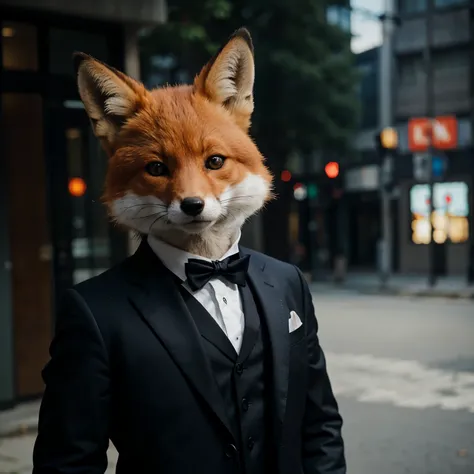 A cunning fox in a suit ultra hd