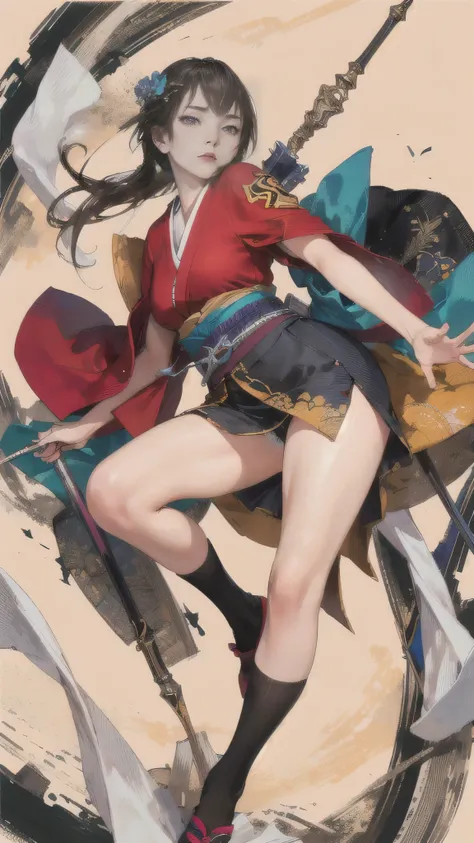 (highest quality,High resolution),Detailed portrait of a Japanese woman who is an Iaigiri master,22 years old, 1 female, [A suit made of high-quality fabric],[Sensual,attractive],[Disheveled Hair],Showing off agility,[whole body],Attacking from a crouching...