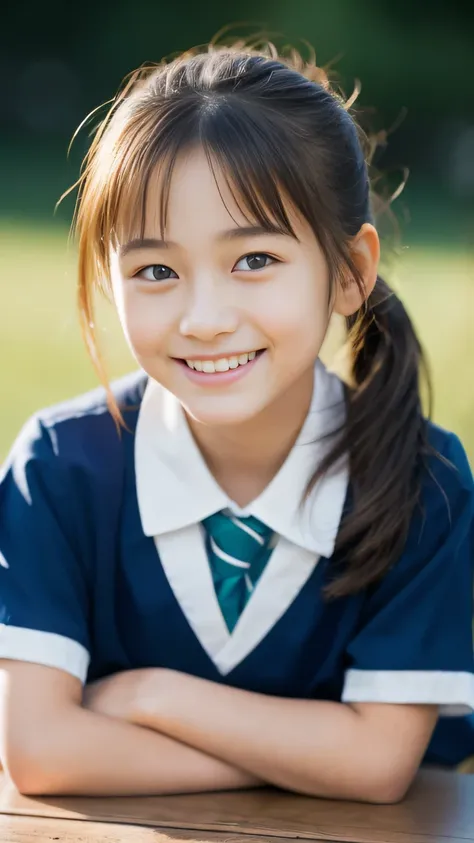 Lens 135mm f1.8, (highest quality),(RAW photo), (table top:1.1), (Beautiful 15 year old Japanese girl), cute face, (deeply carved face:0.7), (freckles:0.6), dappled sunlight, dramatic lighting, (japanese school uniform), (inside the school), shy, ponytail,...