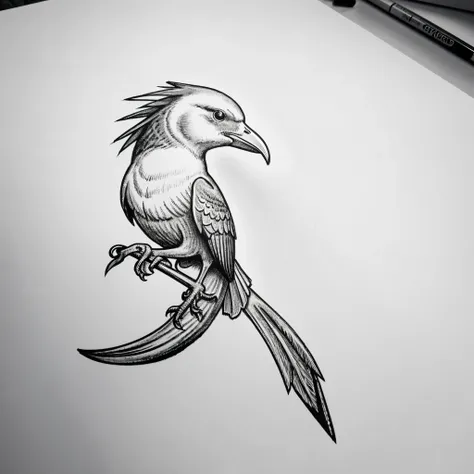 Simple monochrome logo of a mystic bird