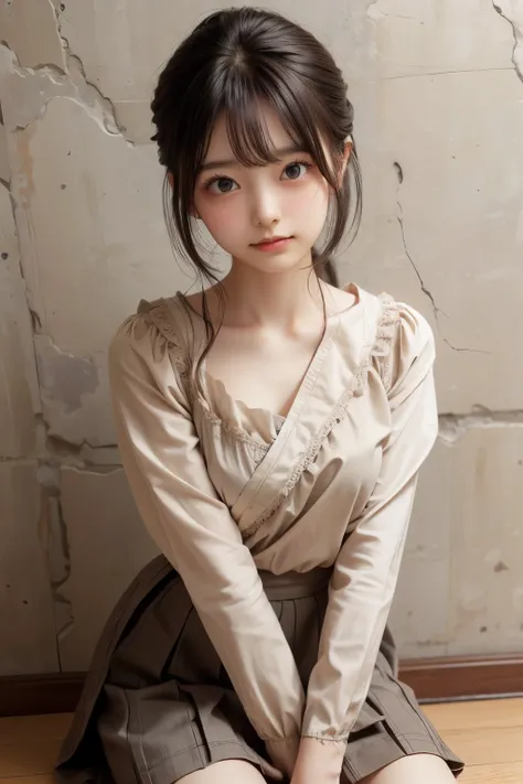 detailed face, cute face,brown eye, master piece , best quality , (matured female) , japanese , (seiza) , blouse , skirt