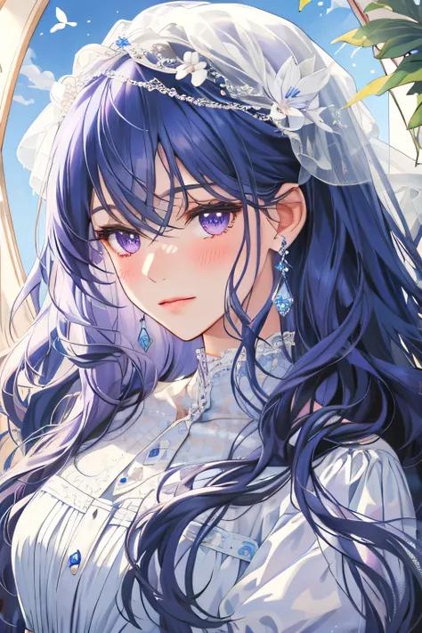 (extreamly delicate and beautiful:1.2), 8K,(masterpiece:1.0),(best_quality:1.0), 1 girl, and intricate detailing, Enlarged textures, and intricate detailing, finely eye and detailed face, and intricate detailing, bluelight curl long hair, (closed mouths), ...