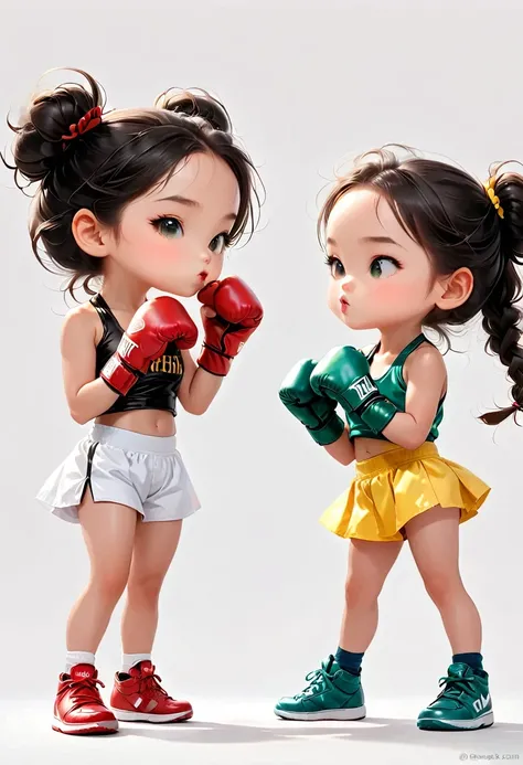 Boxing Match，Naughty Girls，Minimalism，Simple background，Moe，cute，Naughty，Funny