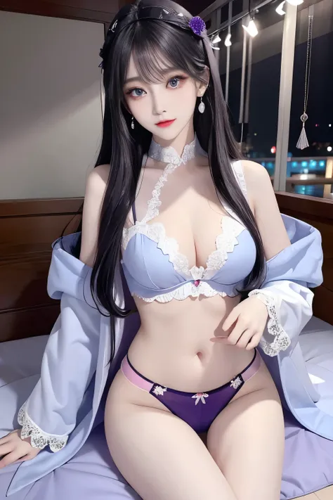 Top image quality、Raw photography、A high resolution、20-year-old cool Korean、big round chest、thin silk coat、lace underwear、Beautiful Eyes of Details、very elongated eyes、Beautiful eyelashes、Beautiful double eyelids、eyeshadows、 wearing super tight mini boxers...