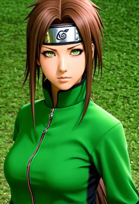 Mujer, joven, bonita, Brown hair, ojos verdes, cola de caballo, Kunoichi, naruto, anime