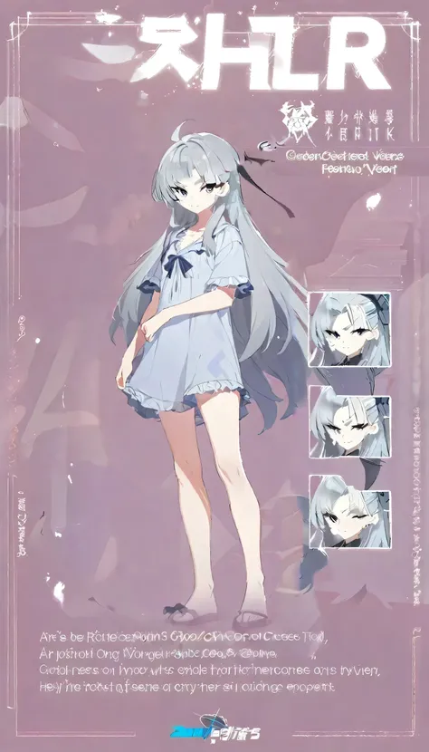 One Girl,Nightwear,Shaggy Hair,Long Hair,Grey Hair,Concept Art,whole body,Are standing,cool,,Simple background gray,