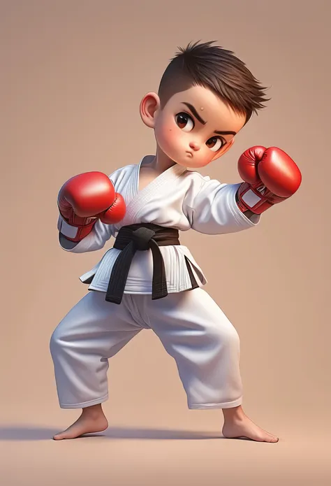 effort，draw a person practicing martial arts and boxing，stand on one foot，champion，cartoon style