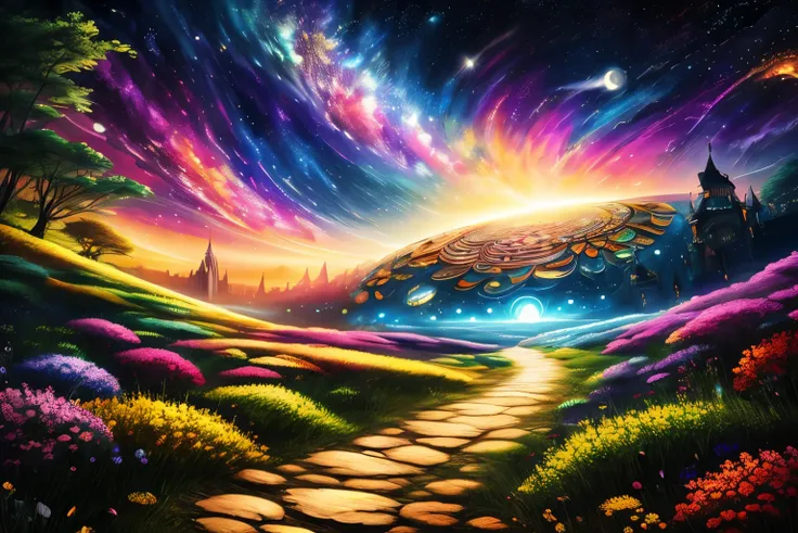 fusion artwork, best quality, super fine, 16k, incredibly absurdres, extremely detailed, delicate, flashy and dynamic depiction, constellations, heavenly bodies, planets, kaleidoscope, planetarium, mixture art, blend art, design art, artwork 