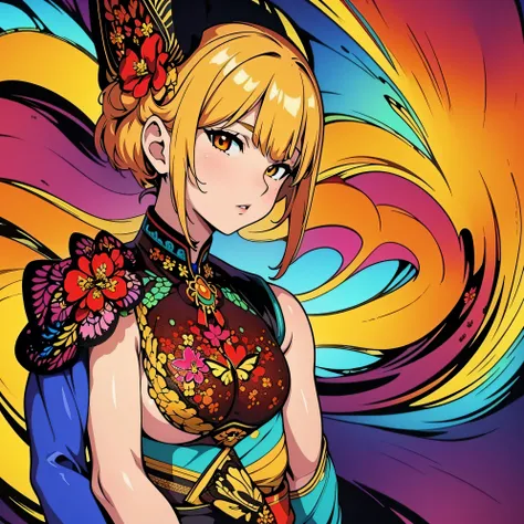 (masterpiece, top quality, best quality, official art, beautiful and aesthetic:1.2), (1girl), extreme detailed,(fractal art:1.3),colorful,highest detailed,upper body, [lace],[jewelry],[flower],[[butterfly]],