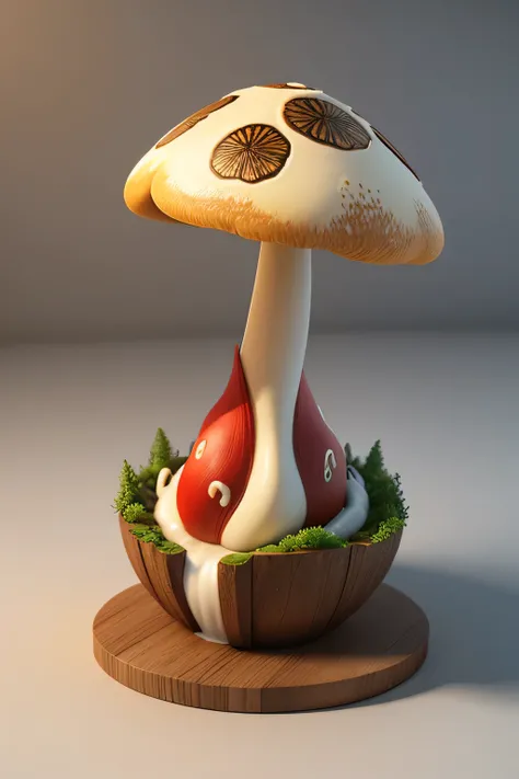 ganoderma mushroom, 3d style