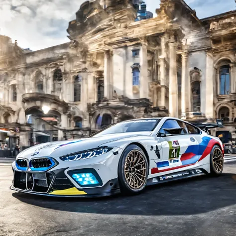 (masterpiece, best quality:1.2), bmw m8 gte f92, showcasing its unmatched performance and sheer power as it charges towards victory, UHD, HDR, 8k, best quality, masterpiece, retina, cinematic lighting, bloom, award winning