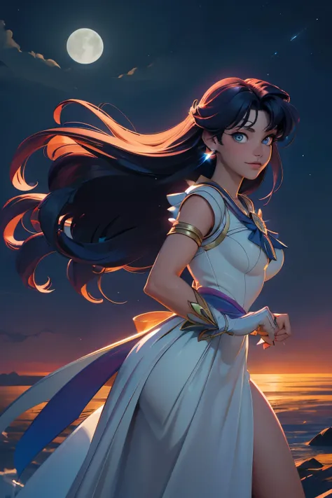 (best quality,4k,8k,highres,masterpiece:1.2),ultra-detailed,(realistic,photorealistic,photo-realistic:1.37),Sailor Moon, Sailor Mars, Sailor Phobos,portraits,vivid colors,soft lighting,illustration-style,pastel color palette,moonlit garden,shimmering water...