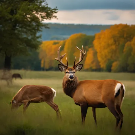 Deer and boar, nice meadow