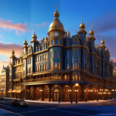 A bustling metropolis,Victorian elegance, AI innovation, ornate steam-powered constructs, high-res, ultra-detailed, realistic, vivid colors, concept artists, portraits, landscape, HDR, UHD, studio lighting, sharp focus, physically-based rendering, extreme ...