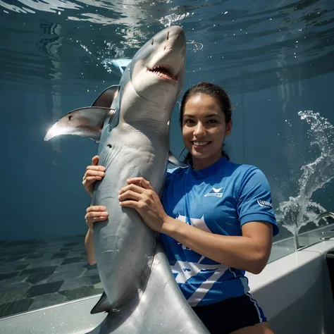 Blue shark with a trophy 